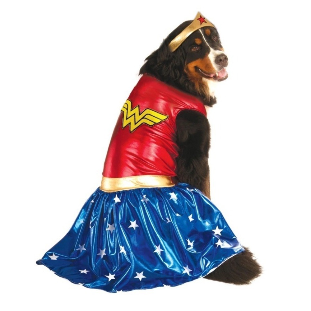 Wonder Woman DC Superhero Big Fancy Dress Up Halloween Pet Dog Costume XXL